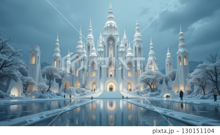 A magical ice palace on a frozen lake 130151104
