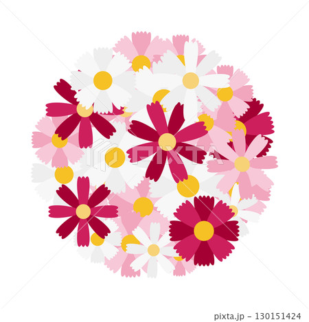 コスモスの花を埋め尽くしたブーケのイラスト 130151424