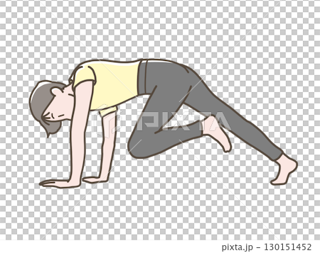 身穿瑜珈服進行肌肉訓練的女性的插圖 130151452