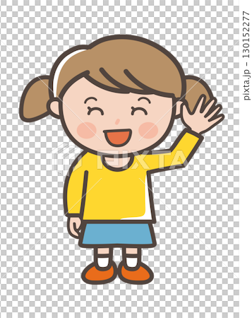 元気に挨拶をする女の子の全身イラスト 130152277