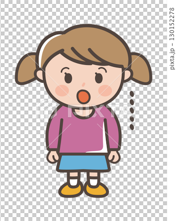 口を開けて呆然とする女の子の全身イラスト 130152278