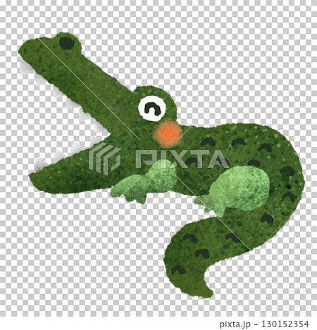 可愛的鱷魚手繪插畫素材 130152354
