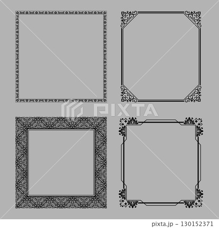 Set of decorative frames Elegant vector element for design in Eastern style, place for text. Floral black and gray borders. Lace illustration for invitations and greeting cards Set of decorative frames Elegant vector element for design in Eastern style, place for text. Floral black and gray borders. Lace illustration for invitations and greeting cards 130152371