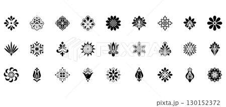 Flower icons set. Isolated elements for design. Vector graphics. Flower icons set. Isolated elements for design. Vector graphics. 130152372