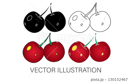 Cherry Pair Illustration Vector Set: Color, Line Art, Flat, and Coloring Cherry Pair Illustration Vector Set: Color, Line Art, Flat, and Coloring 130152467