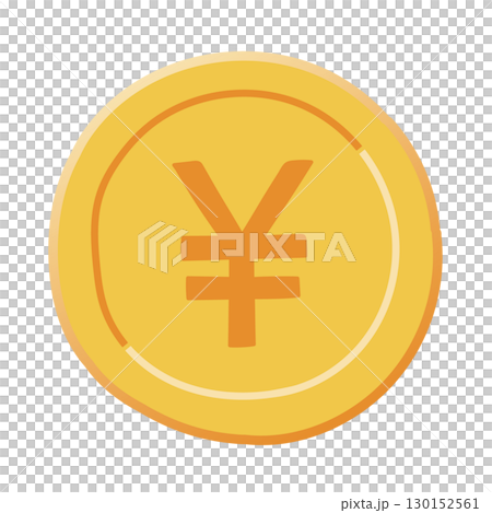 Simple illustration of gold coin icon and yen mark 130152561