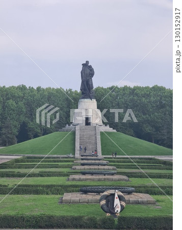 Berlin, Germany - August 1, 2025: The Soviet War Memorial, a war memorial and military cemetery in Berlin's Treptower Park. It was built to the design of the Soviet architect Yakov Belopolsky 130152917