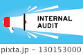 Color megaphone icon with word internal audit in white banner on blue background 130153000