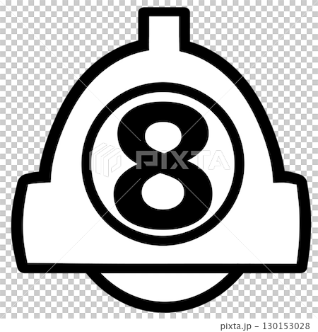 Notification bell with number 8, white transparent PNG icon illustration 130153028