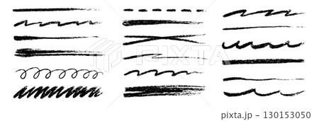 Line brush pencil stroke underline set. Hand drawn underline, crayon and chalk texture in grunge sketch scribble style for kid paper design. Rough crayon marker frame element. Vector Line brush pencil stroke underline set. Hand drawn underline, crayon and chalk texture in grunge sketch scribble style for kid paper design. Rough crayon marker frame element. Vector 130153050
