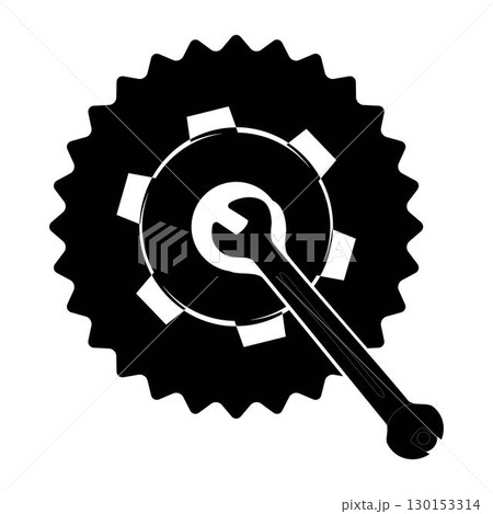 Set of wrench and gear icons in black silhouette style. Vector illustration representing mechanical tools, repair, engineering, industrial design, and machinery concept. Set of wrench and gear icons in black silhouette style. Vector illustration representing mechanical tools, repair, engineering, industrial design, and machinery concept. 130153314
