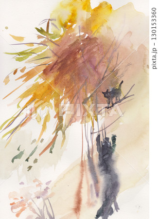 sketch, eternal feud, cat on a tree and dog 130153360