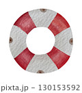 Hand painted watercolor lifebuoy on white background. Perfect for cards, wallpaper and fabric printing. 130153592