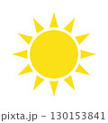 Yellow sun. Symbol of hot weather day, summer holiday or new life. Simple flat vector silhouette 130153841