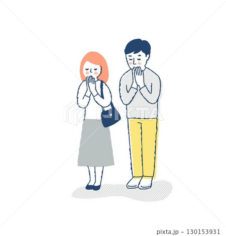 合掌・手を合わせてお祈りしているカップル 合掌・手を合わせてお祈りしているカップル 130153931