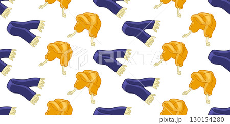 Seamless Cartoon Scarf Hat Pattern 130154280