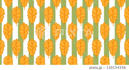 Seamless Cartoon Oak Leaf Pattern Seamless Cartoon Oak Leaf Pattern 130154356