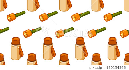 Seamless Camping Thermos Flashlight Pattern 130154366