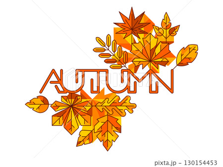 Background with autumn leaves. Illustration with various foliage. 130154453