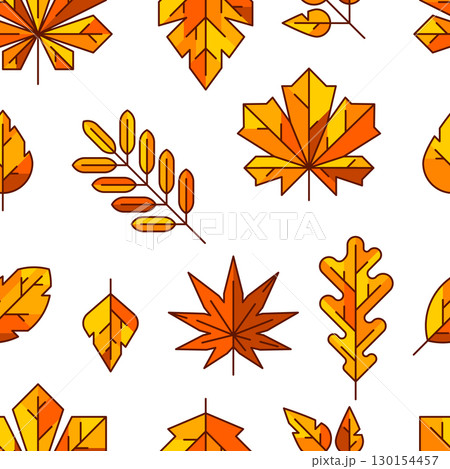 Pattern with autumn leaves. Background with various foliage. 130154457