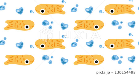 Seamless Cartoon Yellow Fish Pattern Seamless Cartoon Yellow Fish Pattern 130154498