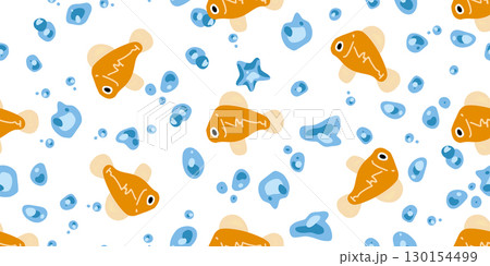 Seamless Cartoon Fish Star Pattern Seamless Cartoon Fish Star Pattern 130154499