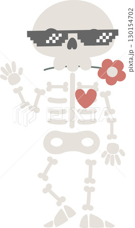 happy halloween holiday festival with skeleton, flat jpg illustration cartoon character design 130154702
