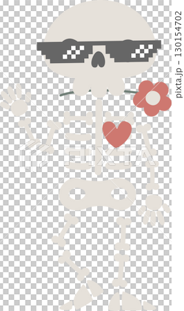 happy halloween holiday festival with skeleton, flat jpg illustration cartoon character design 130154702