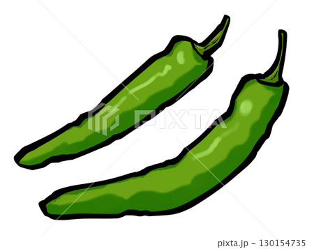 青唐辛子のイラスト (筆タッチ・緑) 青唐辛子のイラスト (筆タッチ・緑) 130154735