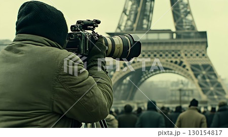 Photographer Captures Eiffel Tower with Lens, Amidst a Crowd in Photographer Captures Eiffel Tower with Lens, Amidst a Crowd in 130154817