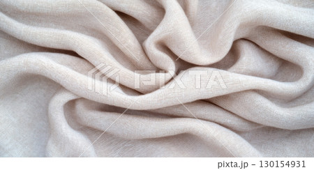 Beige Fabric Texture Soft Draped Elegant Natural Textile Background wool silk pale cloth linen style 130154931