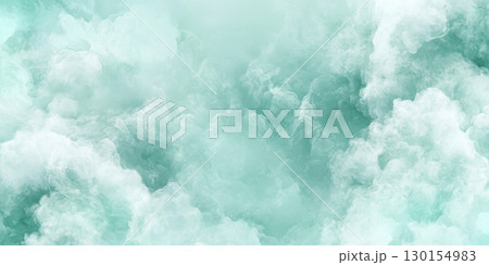 Abstract Mint Green Cloud Texture Background Soft Pastel Watercolor Sky Design Art Calm Airy Image 130154983