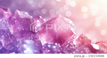 Stunning Amethyst Crystal Cluster Macro Photography Purple Pink Gemstones Art Rocks Shiny Color 130154986