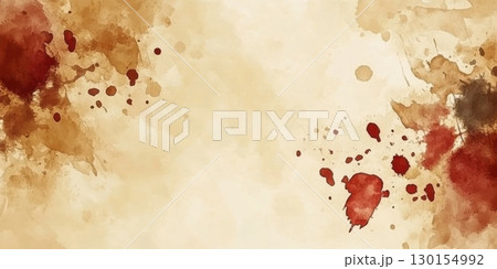 Abstract Brown Red Watercolor Splashes Background Texture Design art ink old aged paint paper stain 130154992