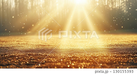 Golden Sparkling Background Magical Sunrise Rays Light Forest joy warm soft calm holy hope beams 130155393