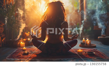 Inner peace and mindfulness meditation practice in serene and spiritual space 130155738