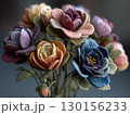 Elegant Textile Roses in Blue and Red Fine Art  130156233