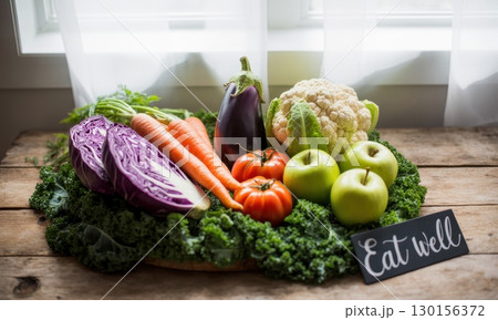 Vibrant assortment of fresh organic vegetables and fruits for healthy eating Vibrant assortment of fresh organic vegetables and fruits for healthy eating 130156372