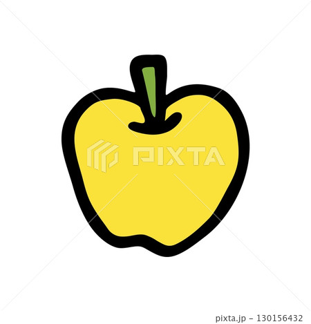 Apple doodle icon hand drawn with black line in freehand style and colored 130156432