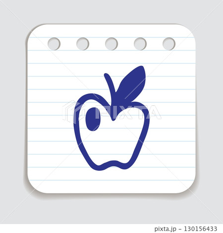 Apple doodle icon hand drawn with blue pen on a notepaper 130156433