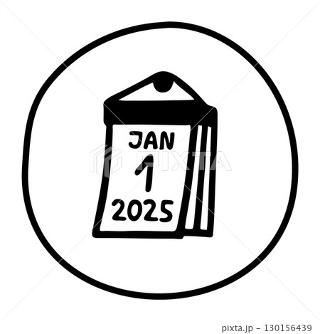 Doodle calendar 1st of month icon hand drawn with black line in freehand style 130156439