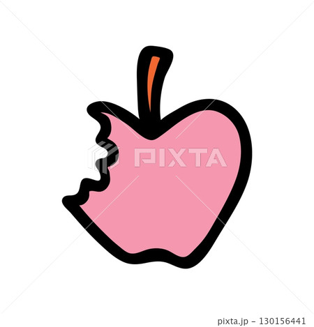 Apple doodle icon hand drawn with black line in freehand style and colored 130156441