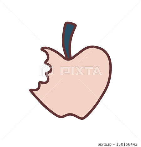 Apple doodle icon hand drawn with thin line in minimalistic style and colored 130156442
