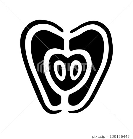 Apple half doodle icon hand drawn in flat style 130156445