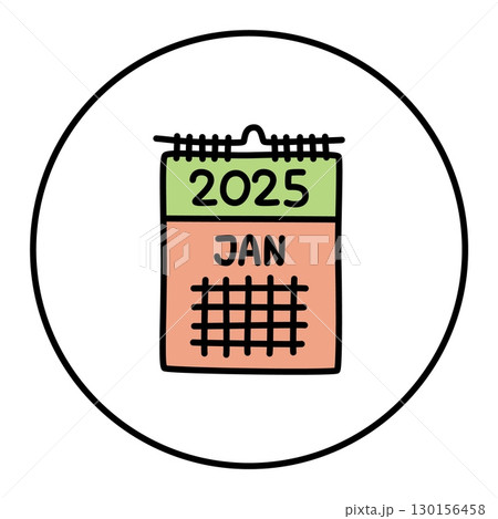Doodle calendar schedule icon hand drawn with thin line in minimalistic style 130156458