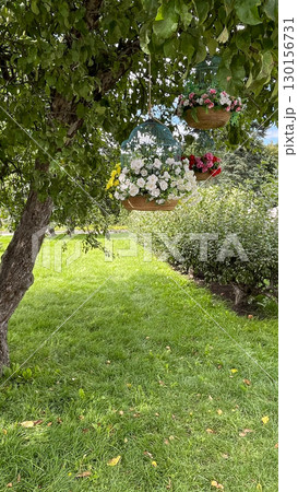 floral arrangement in garden, romantic atmosphere 130156731