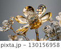 Metallic Flower Sculpture Representing Futuristic Technology and Innovation 130156958