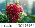 Juicy Raspberry Imagined as Technology on a Detailed Circuit Board 130156964