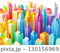 Vibrant Paper Model of a Colorful City Skyline with Skyscrapers 130156969