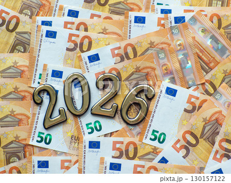 Background of the fifty euros banknotes and 2026 Background of the fifty euros banknotes and 2026 130157122